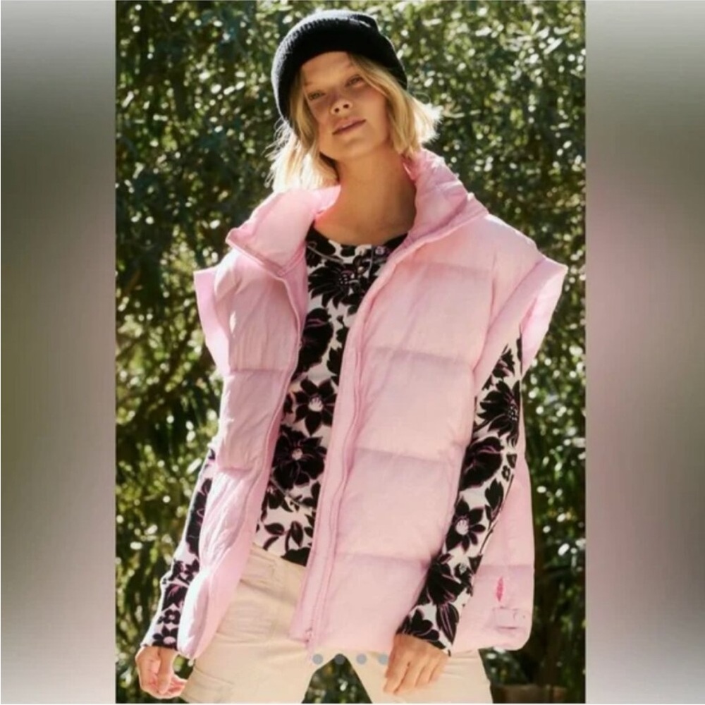 Free People In a Bubble Puffer Vest S Pink